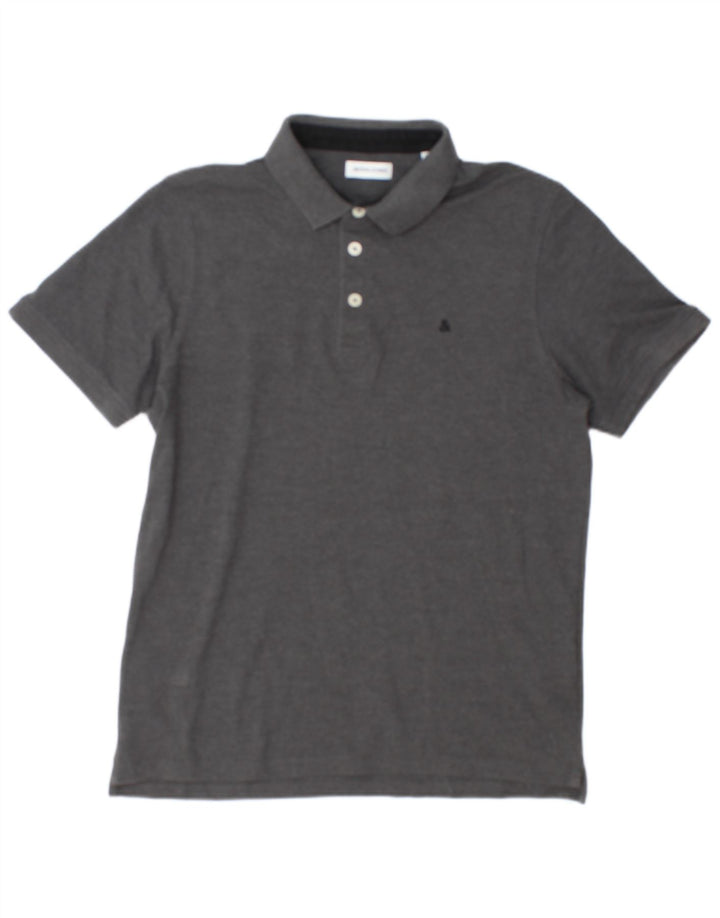Polo da uomo Jack & Jones grande in cotone grigio