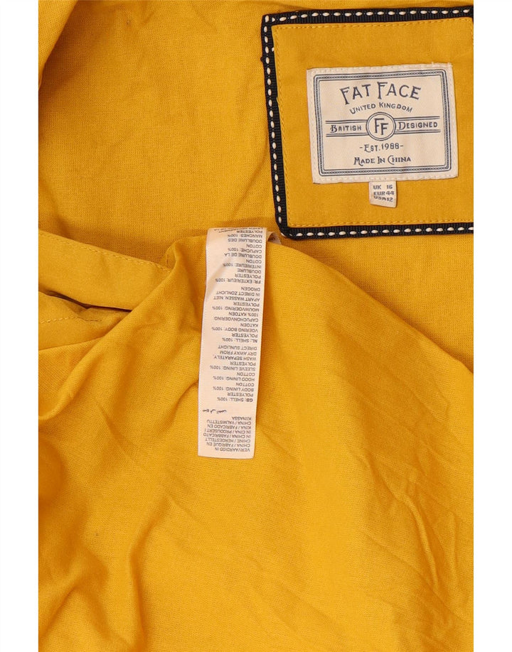 FAT FACE Impermeabile oversize con cappuccio da donna UK 16 Large Giallo Poliestere