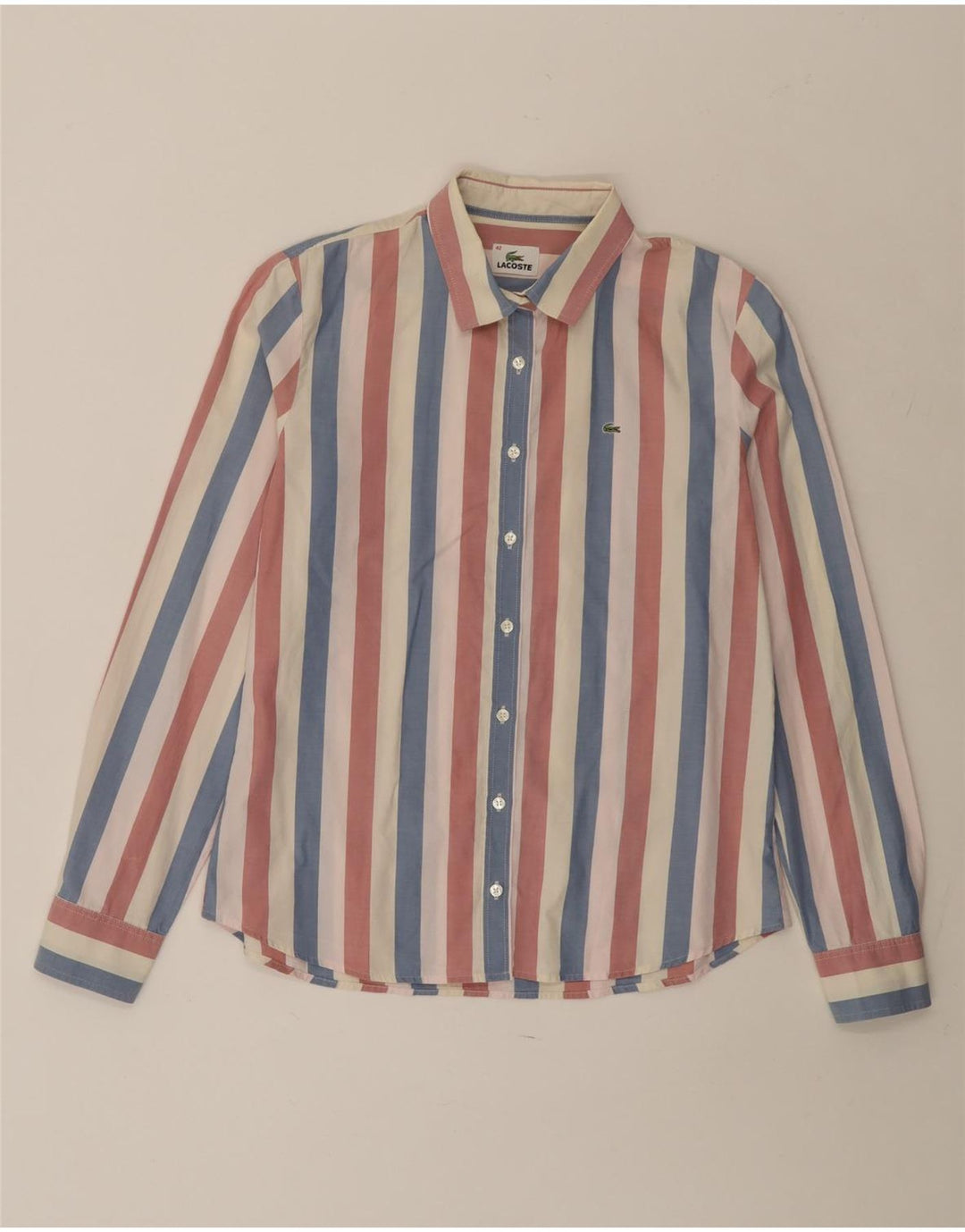 Camicia da donna Lacoste taglia 42 grande cotone a righe multicolori