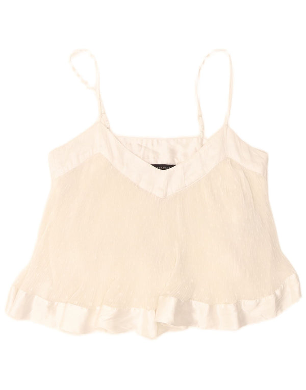 Canotta corta da donna Zara UK 10 piccola in poliestere maculato bianco