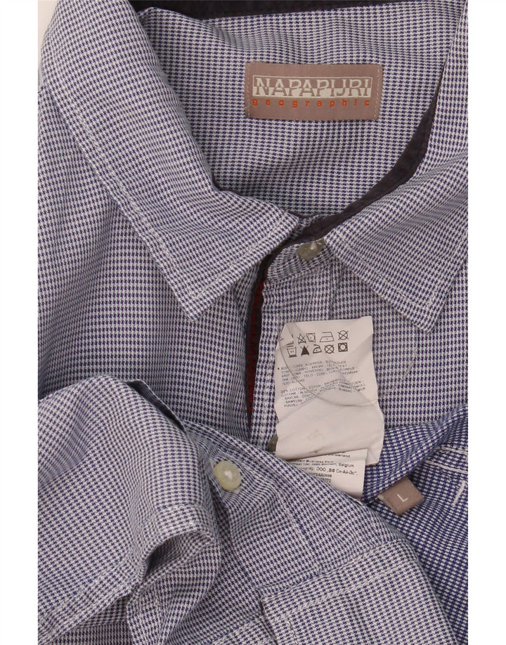 Camicia Uomo Napapijri Large Blu Pied De Poule In Cotone