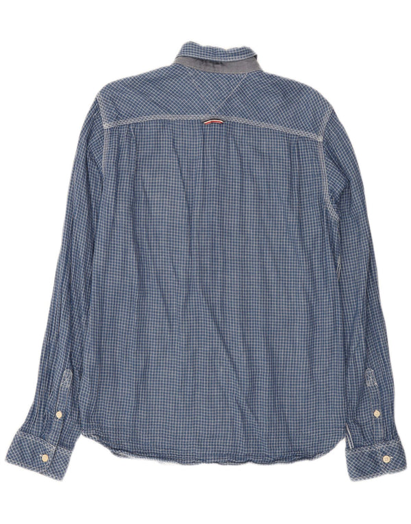 TOMMY HILFIGER Camicia da uomo in flanella di cotone a quadri blu medio