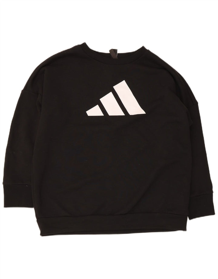 Felpa oversize grafica da donna Adidas Jumper UK 12/14 Medium Nero