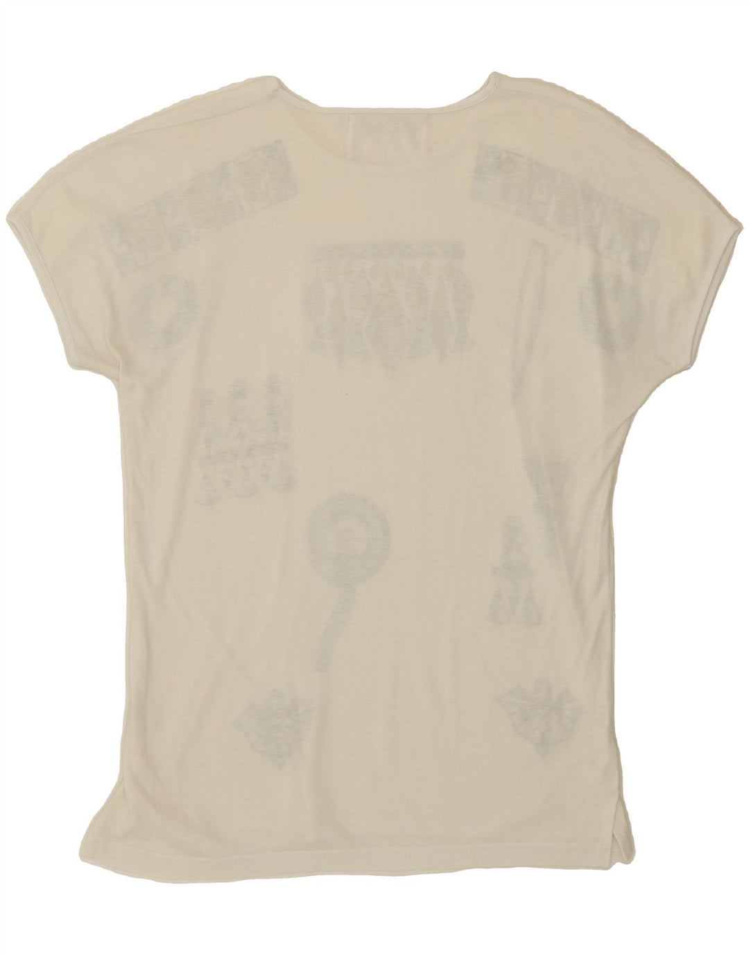 VINTAGE Womens Graphic T-Shirt Top UK 14 Medium White Cotton Vintage Vintage and Second-Hand Vintage from Messina Hembry 