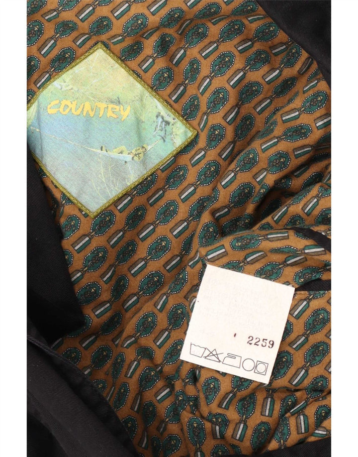 Giacca blazer country da uomo a 2 bottoni UK 40 grande cotone nero