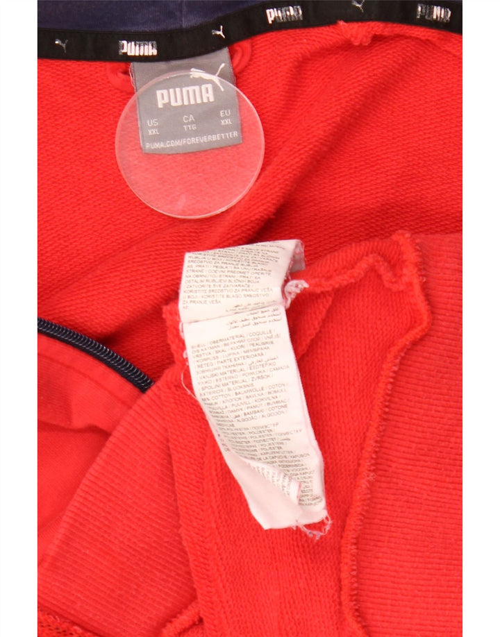Felpa con cappuccio e zip grafica PUMA da uomo 2XL in cotone rosso