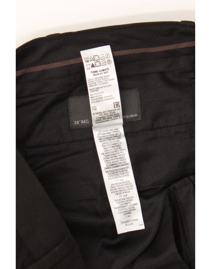 Pantaloni chino slim da uomo Marks & Spencer W38 L31 poliestere nero