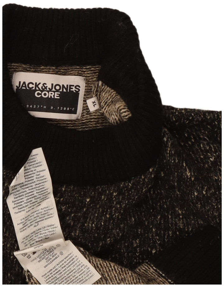 Maglione maglione girocollo da uomo Jack & Jones XL poliestere chiazzato nero