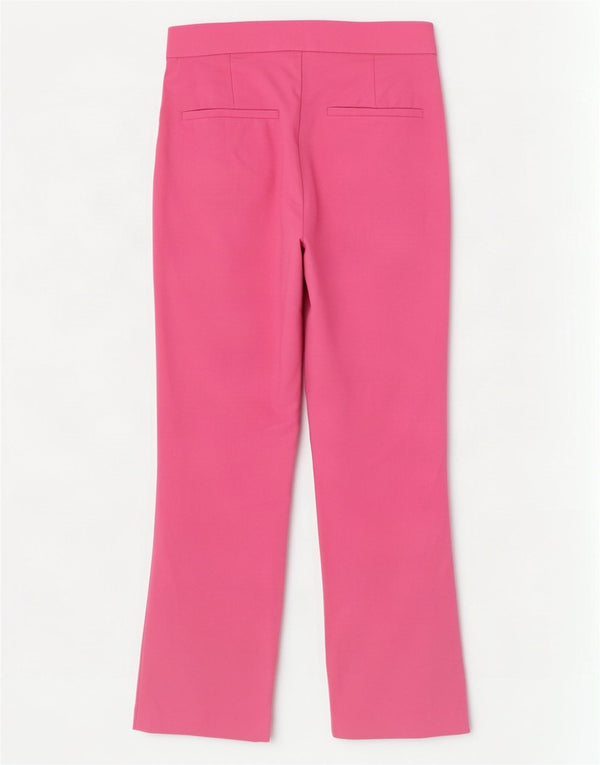Zara Womens Straight Casual Trousers XS W24 L25 Pink Cotton