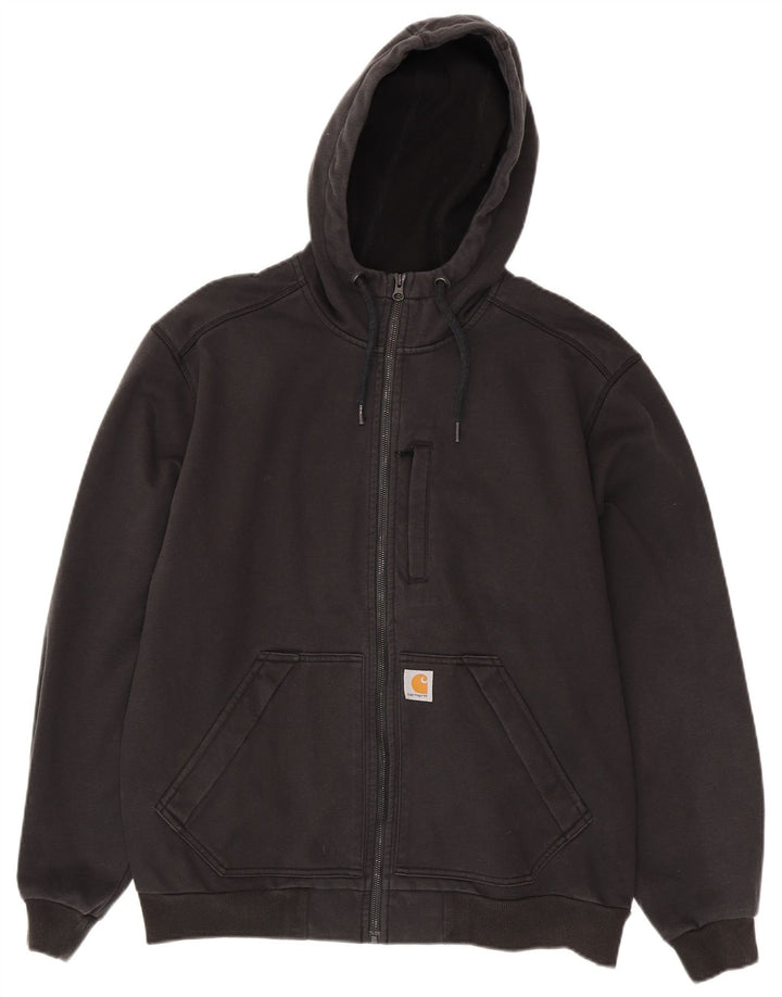 Maglione con cappuccio e zip da uomo dalla vestibilità rilassata Carhartt, grande poliestere nero