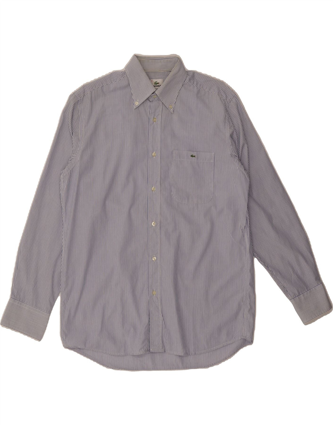 LACOSTE Mens Shirt Size 41 Medium Blue Striped Cotton Vintage Lacoste and Second-Hand Lacoste from Messina Hembry 
