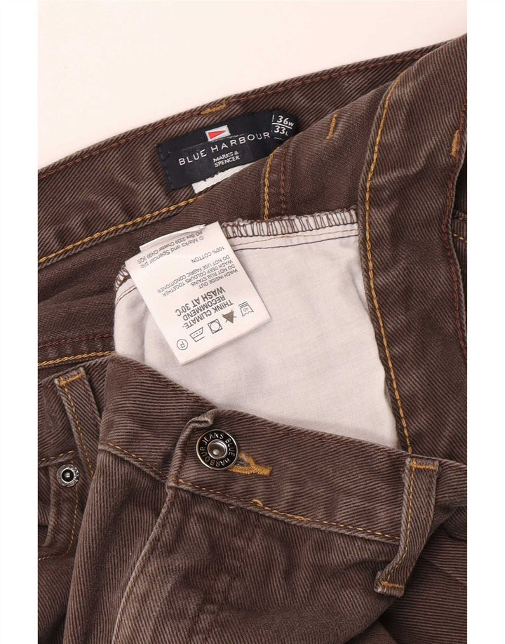 Jeans dritti da uomo Marks & Spencer Blue Harbour W36 L28 cotone marrone