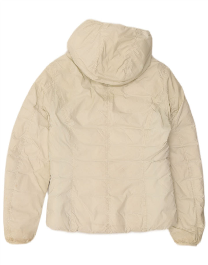 Giubbotto imbottito reversibile con cappuccio per bambina K-Way 11-12 anni in poliammide bianco sporco
