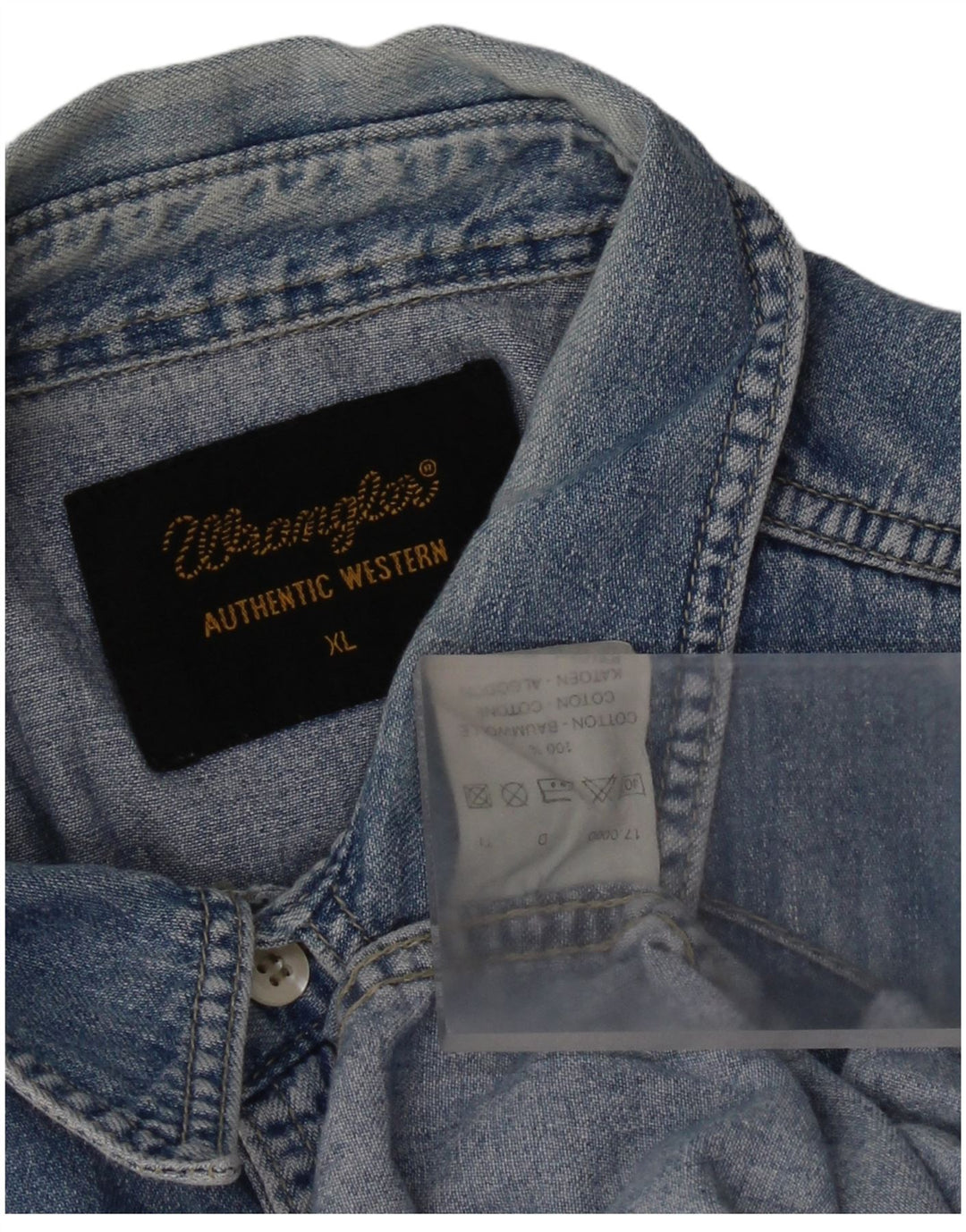 Camicia di jeans da uomo Wrangler XL in cotone blu