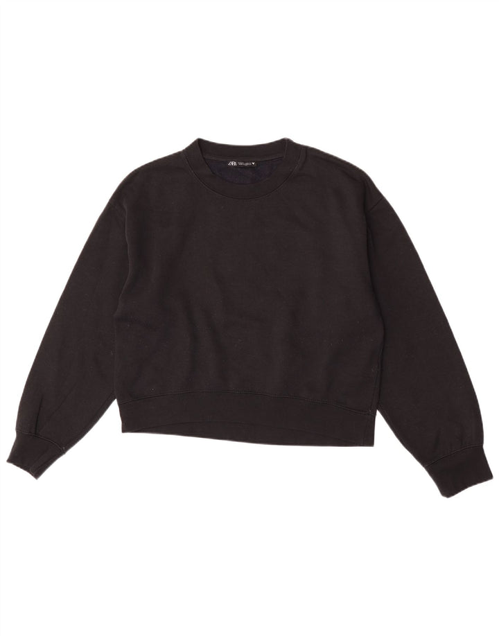 Felpa corta da donna Zara UK 14 poliestere nero medio
