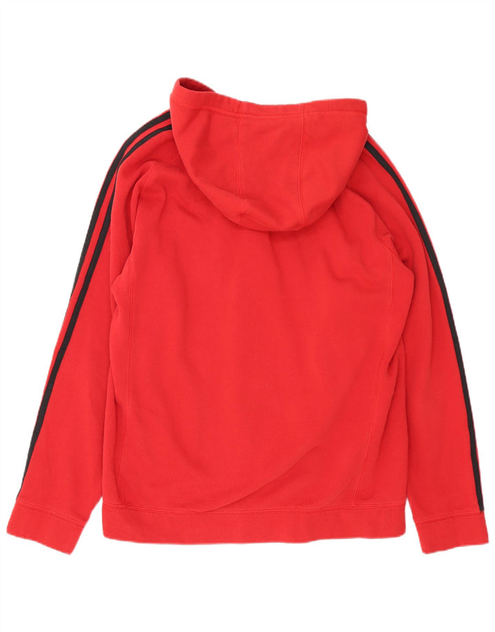Maglione con cappuccio e zip Adidas da uomo in cotone rosso medio