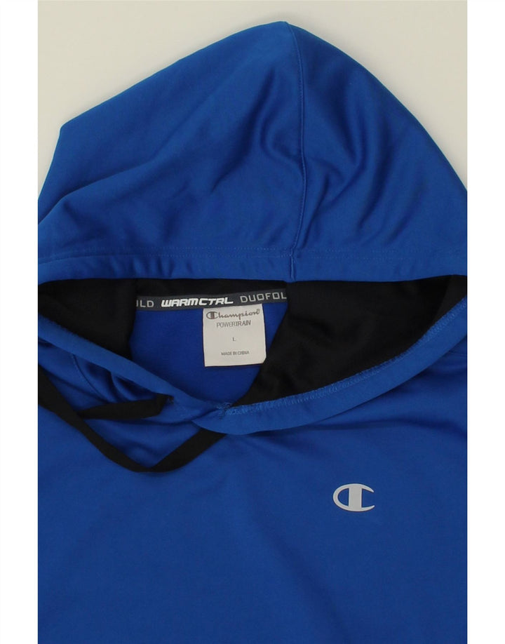 CHAMPION Mens Hoodie Jumper Large Blue Polyester Vintage Champion and Second-Hand Champion from Messina Hembry 
