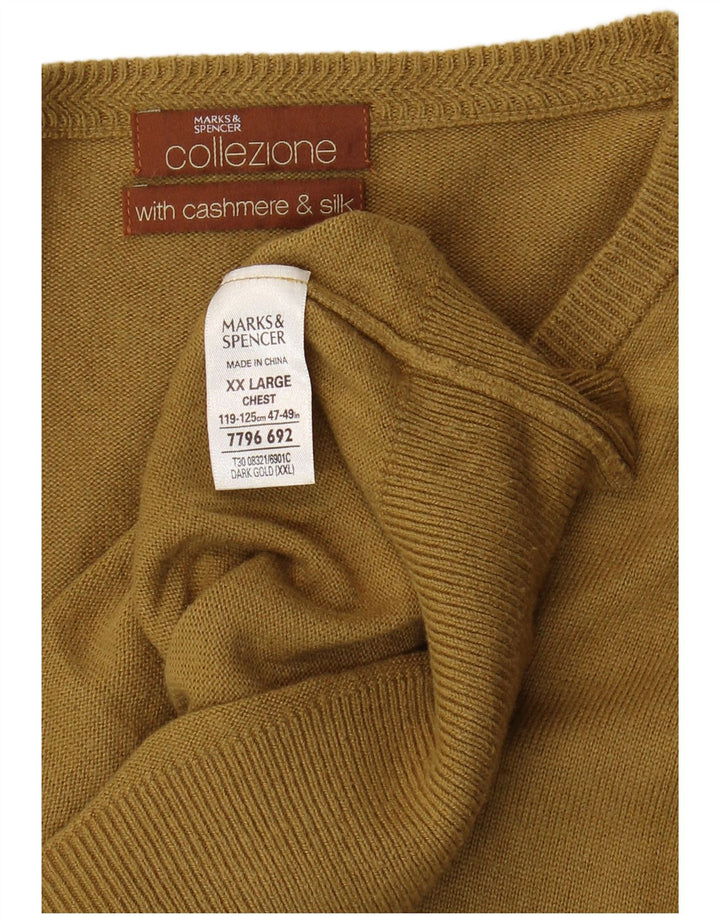 Maglione da uomo con scollo a V Marks & Spencer 2XL viscosa beige