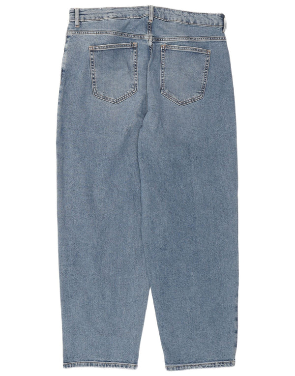 MARKS & SPENCER Jeans a vita alta a botte da donna UK 16 Large W34 L28 Blu