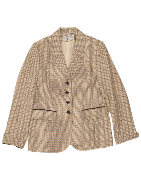 Giacca blazer da donna a 4 bottoni Barbara Kessels EU 38 lana a quadri beige medio