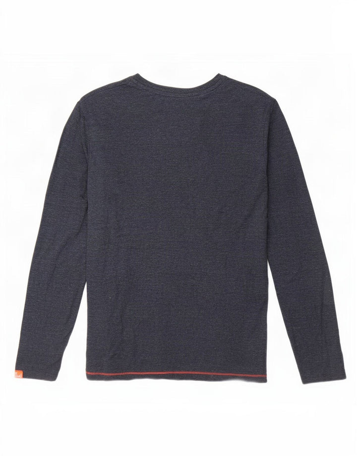 Top da uomo Superdry a maniche lunghe in cotone screziato blu navy