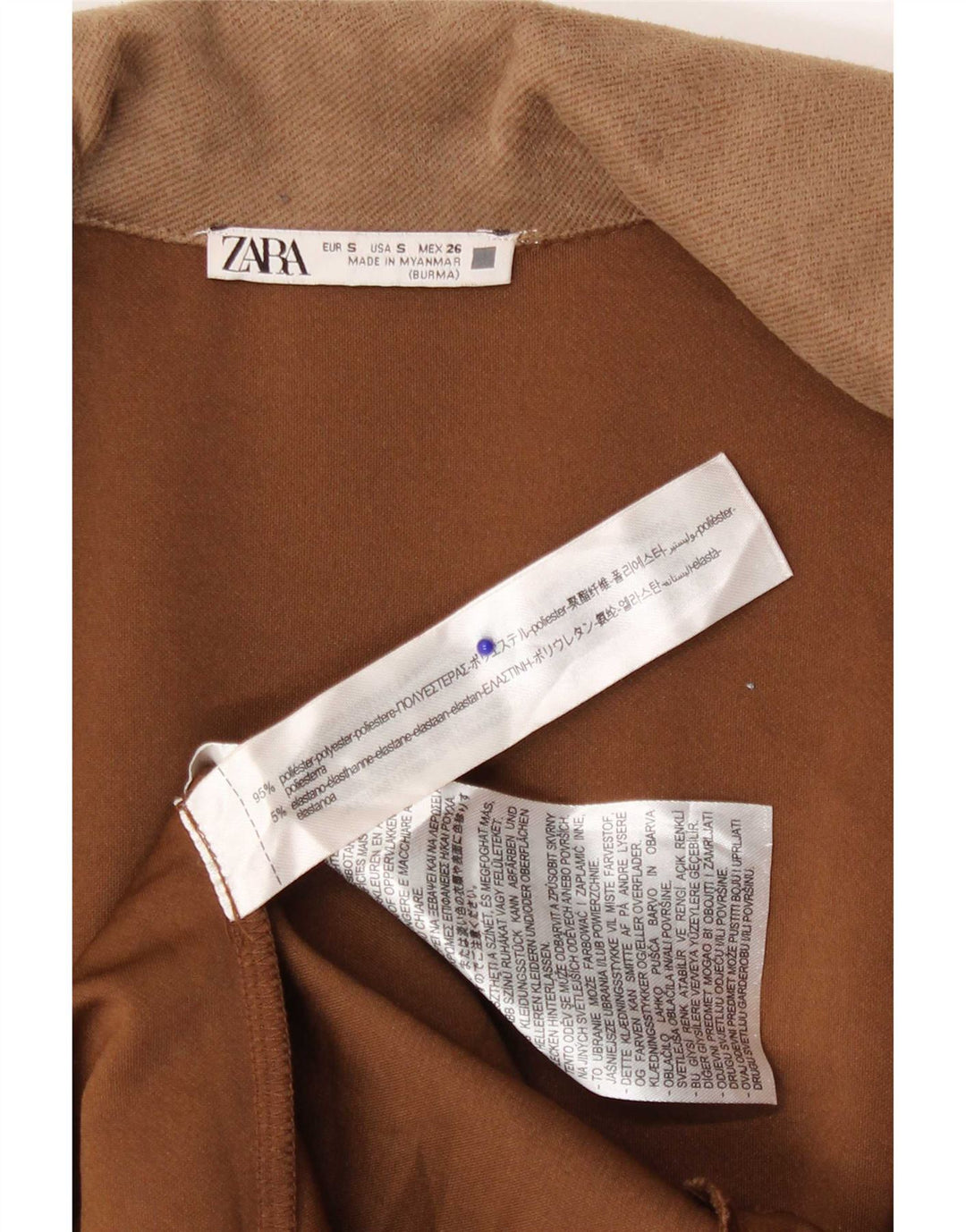 Soprabito aperto da donna Zara UK 10 piccolo poliestere marrone