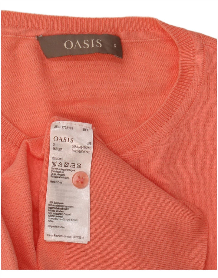Maglione cardigan da donna Oasis UK 10 piccolo cotone arancione