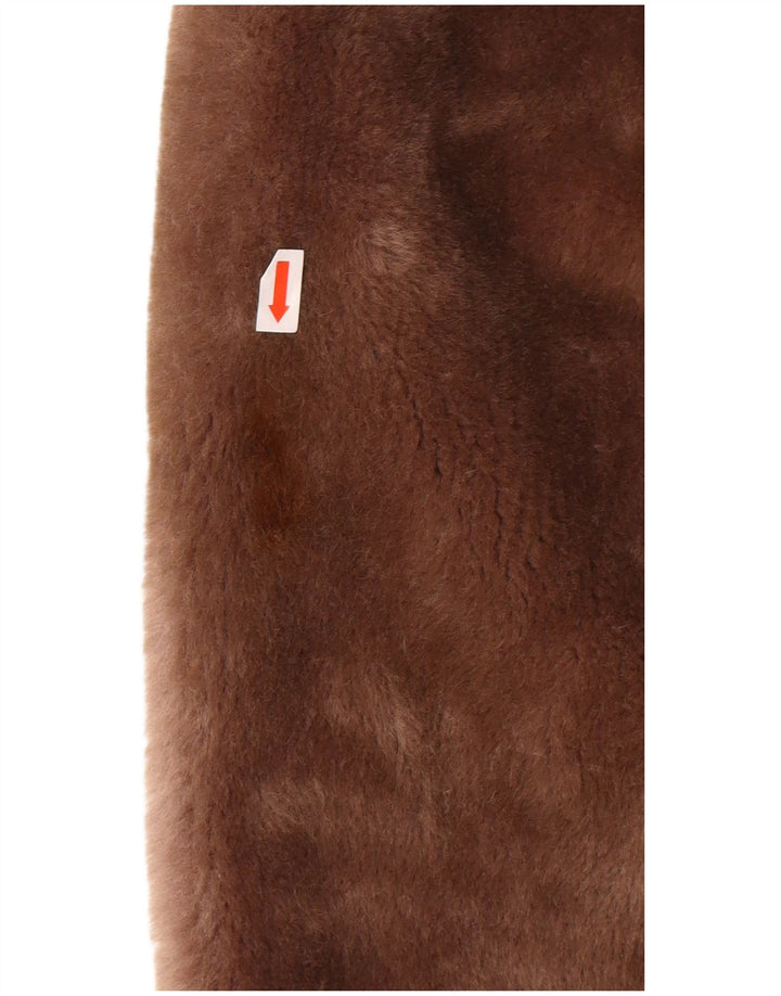 VINTAGE Womens Open Faux Fur Jacket UK 14 Medium Brown Synthetic