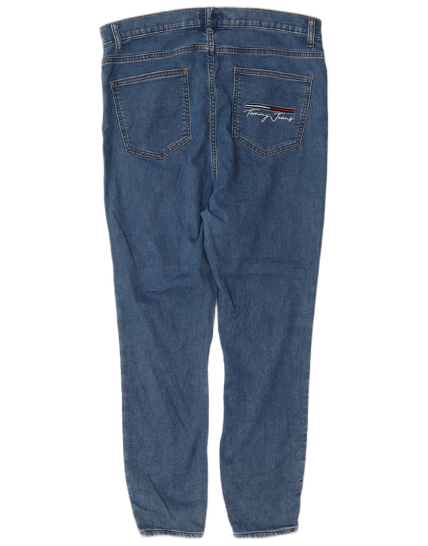 Jeans skinny grafici a vita alta da donna Tommy Hilfiger US 14 XL W34 L27 Blu