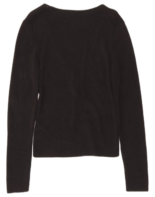 Guess Womens Top Long Sleeve UK 12 Medium Black Rayon