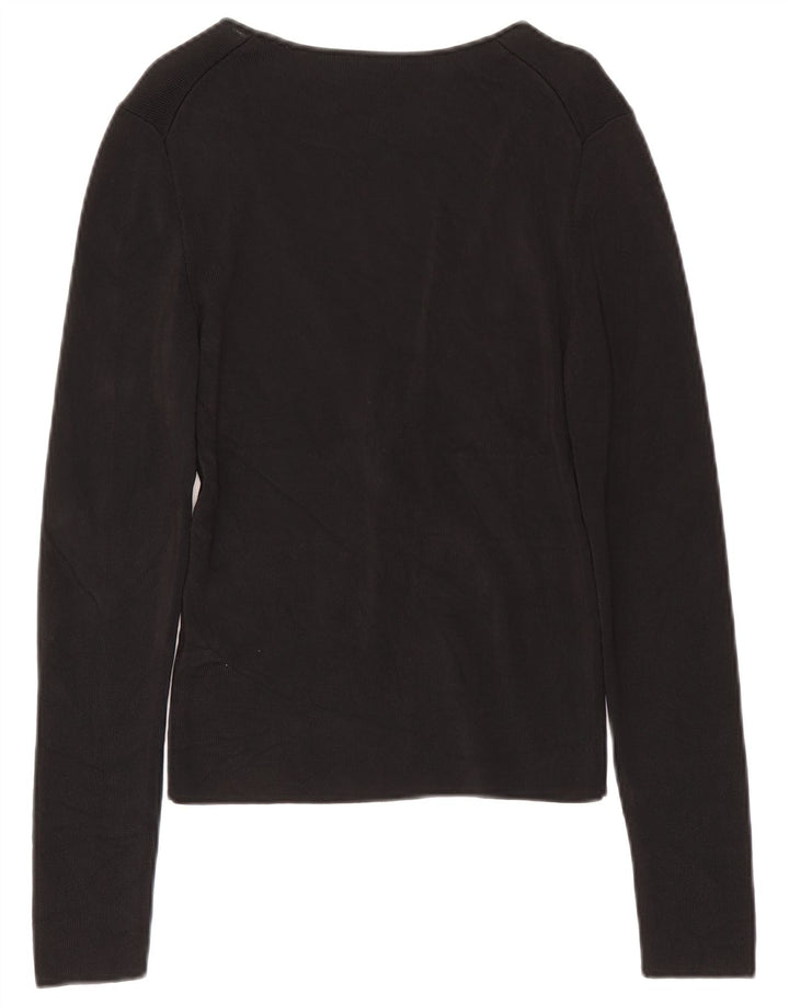 Guess Womens Top Long Sleeve UK 12 Medium Black Rayon