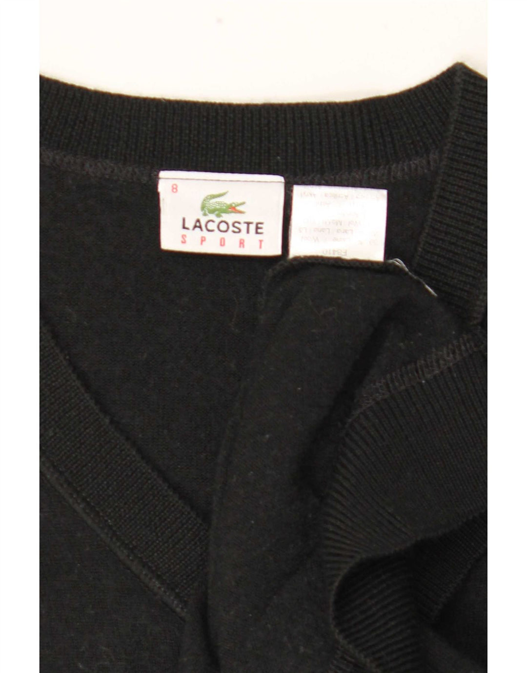 Maglione maglione da uomo con scollo a V Lacoste taglia 8 3XL lana nera