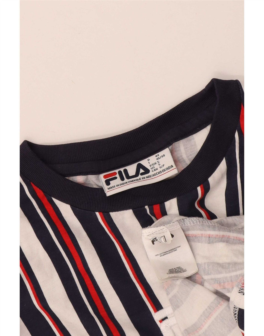 T-shirt grafica da uomo Fila Top piccola in cotone a righe multicolore