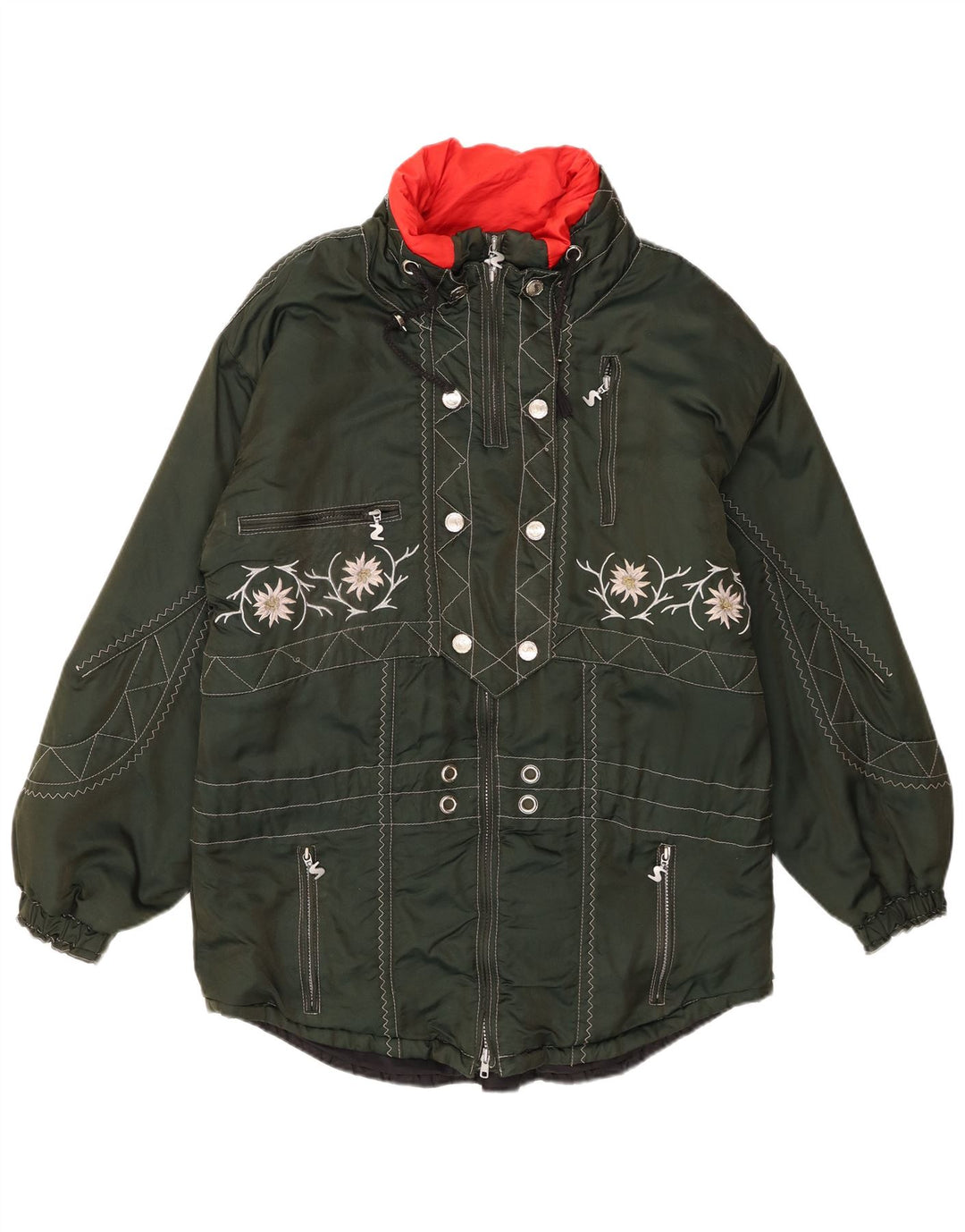 Giacca da sci oversize grafica da donna Sportalm EU 38 Verde medio floreale