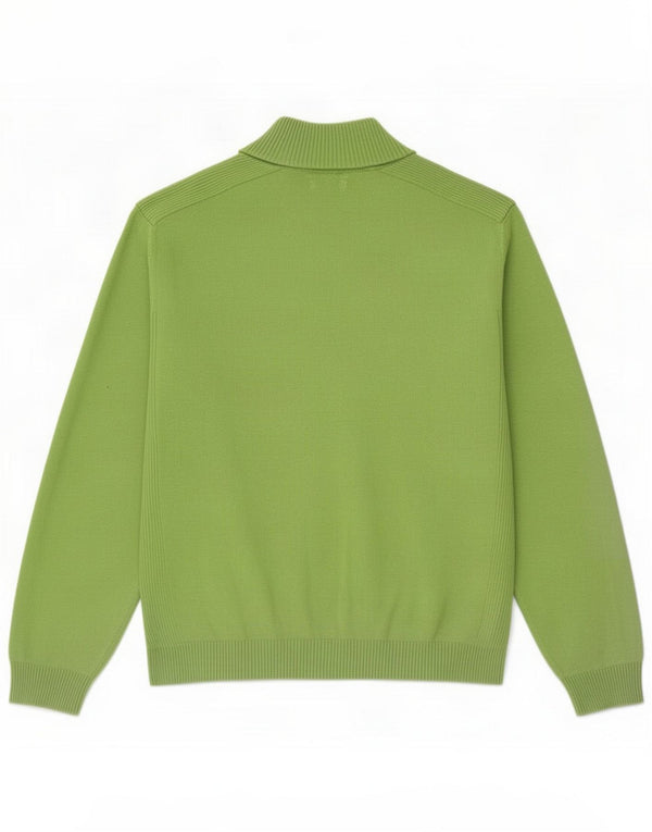 Massimo Dutti Maglione da uomo con collo a bottoni 2XL Cotone verde