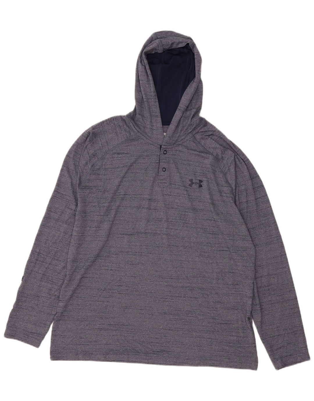 UNDER ARMOUR Maglia termica da uomo con cappuccio a maniche lunghe grande blu navy screziato