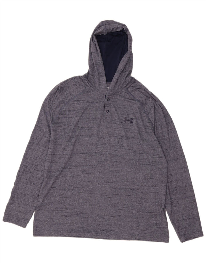 UNDER ARMOUR Maglia termica da uomo con cappuccio a maniche lunghe grande blu navy screziato