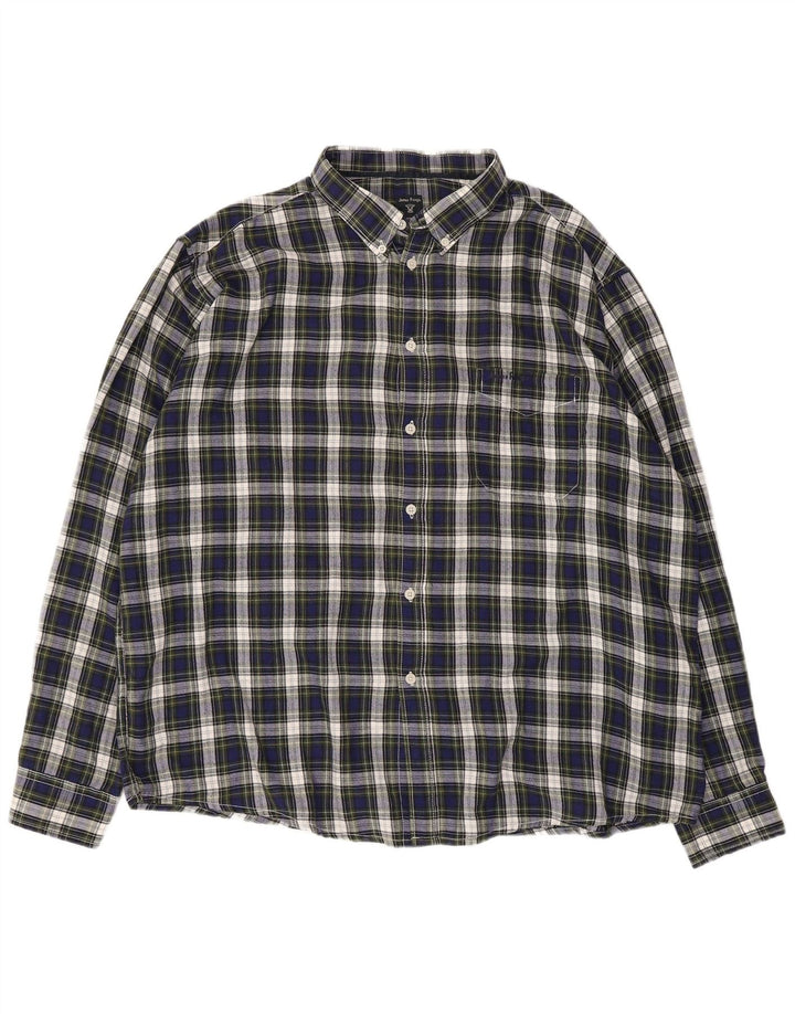 Camicia in flanella da uomo James Pringle 2XL Poliestere a quadri blu navy