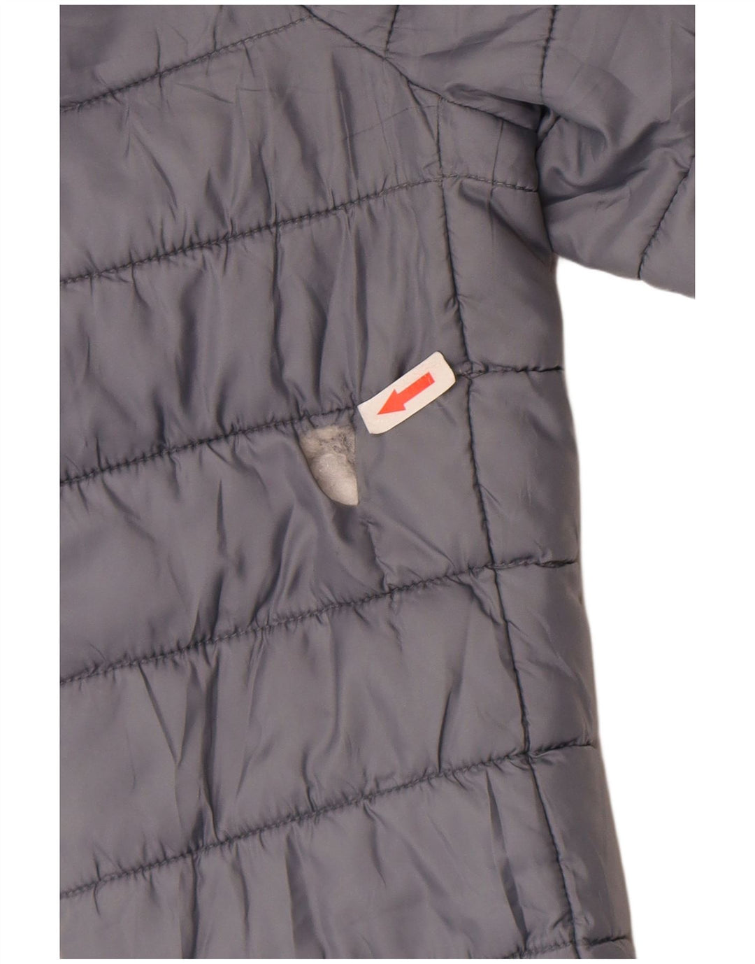 Giacca imbottita con cappuccio da donna Zara UK 14 grande poliestere grigio