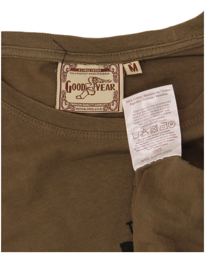 GOOD YEAR T-shirt grafica da uomo Top in cotone kaki medio