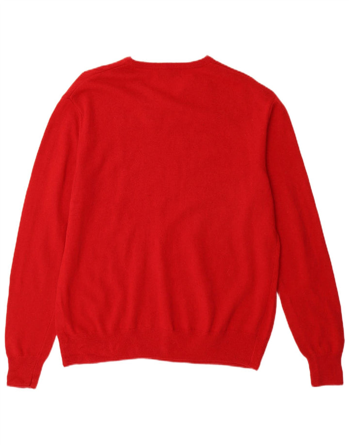 Maglione Kappa da uomo con scollo a V, grande, in lana d'agnello rossa