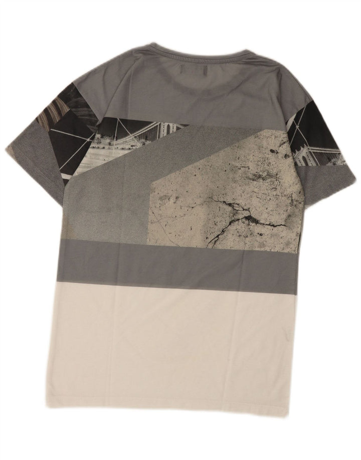 T-shirt grafica da uomo Zara Top Small grigio color block