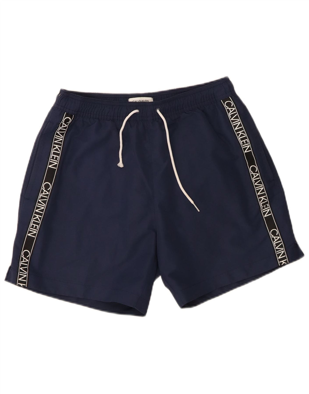 Pantaloncini da bagno grafici da uomo Calvin Klein piccoli in poliestere blu navy
