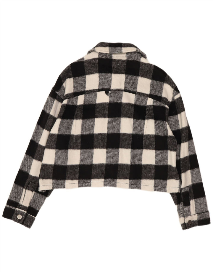 Giubbotto bomber corto oversize da donna Zara UK 10 piccolo in cotone a quadretti nero