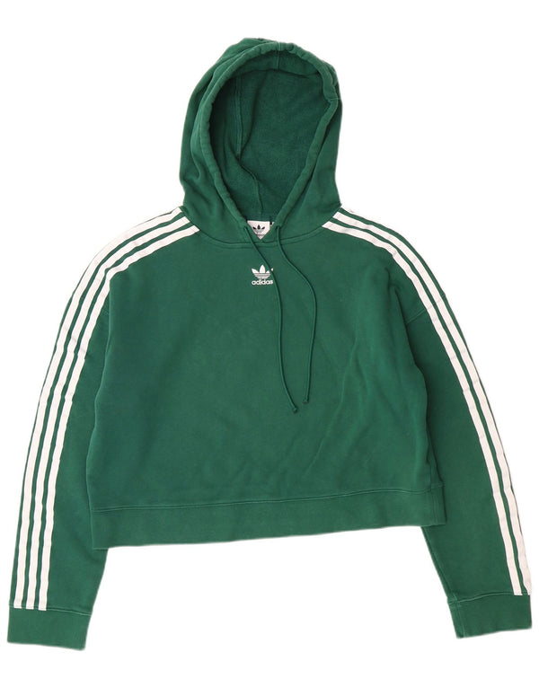 Maglione corto con cappuccio oversize da donna ADIDAS UK 10 piccolo cotone verde