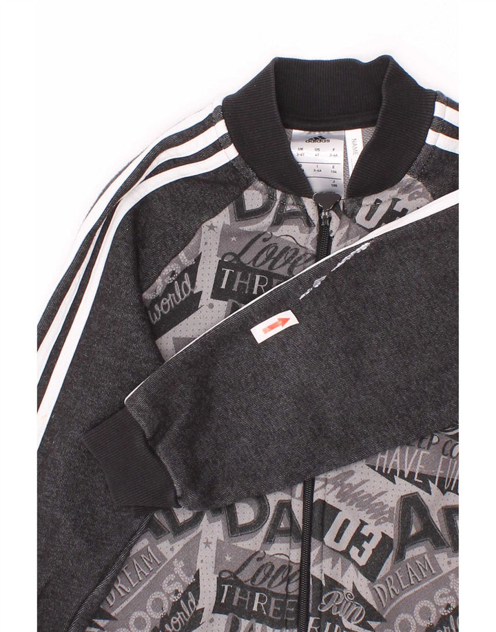 Giacca da ginnastica grafica da ragazzo Adidas 3-4 anni in cotone color block grigio
