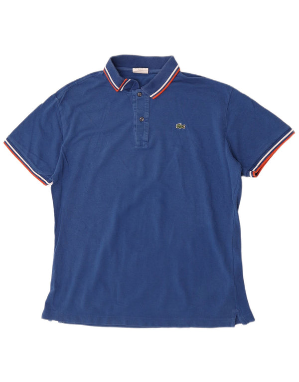 Polo da uomo slim fit Lacoste taglia 6 XL in cotone a righe blu