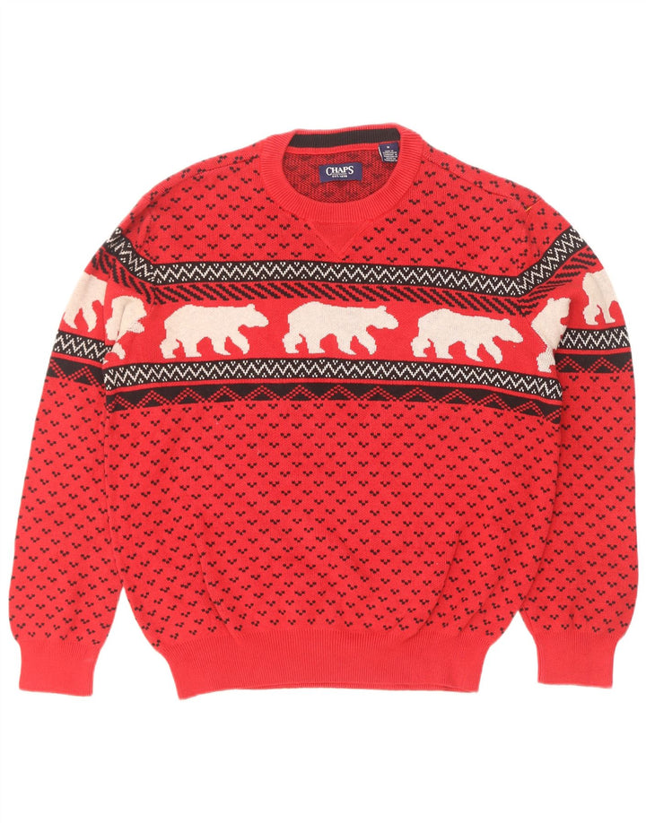 Maglione maglione girocollo da uomo Chaps rosso medio Fair Isle
