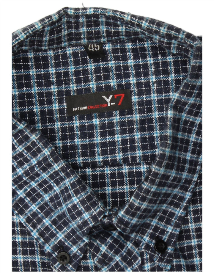 Camicia vintage da uomo in flanella taglia 45 XL a quadri blu