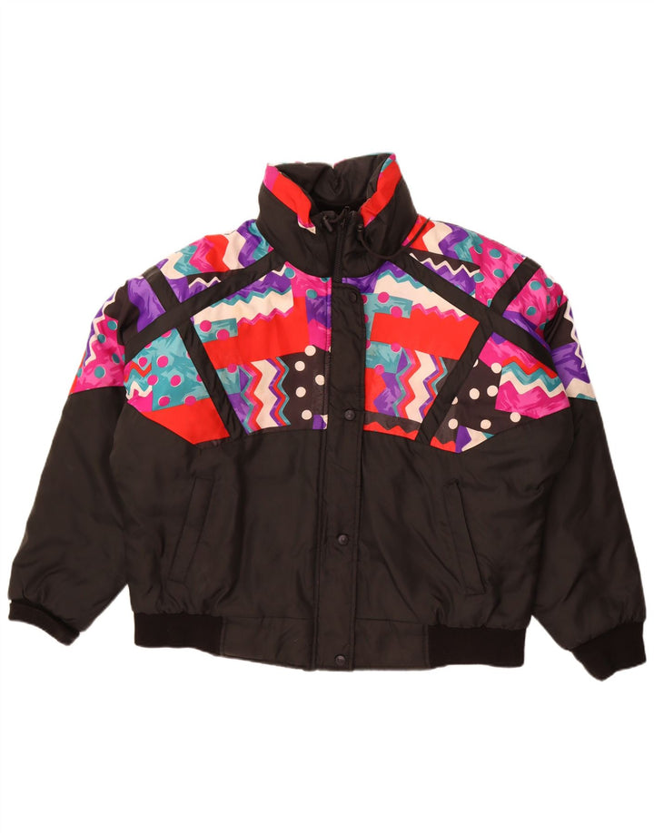 Giacca imbottita oversize da donna Choko UK 16 Large Black Geometric Retro